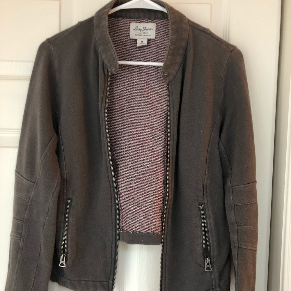 Lucky Brand, Grey Fabric, motorcycle style jacket!